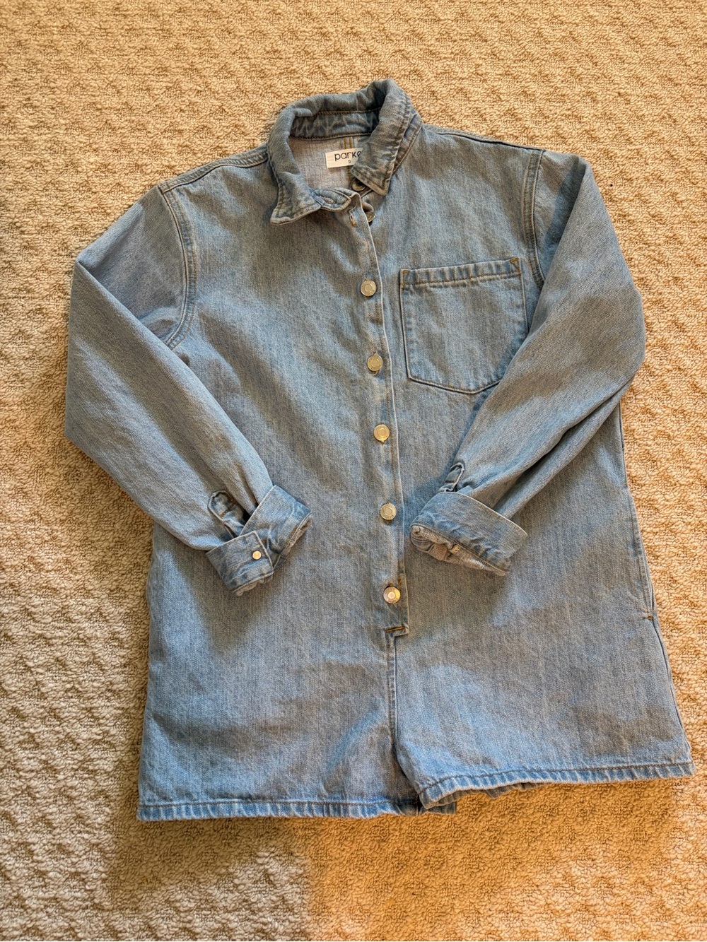Parke Light Blue Denim Romper